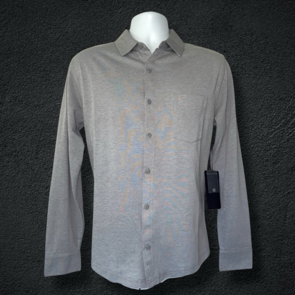 Fabletics The Dash Long Sleeve Gray Button-Up Shi… - image 4